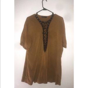 Tan Lace up T-shirt / Dress